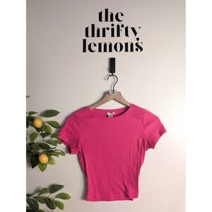 BOZZOLO Magenta Cropped Tee Sz M